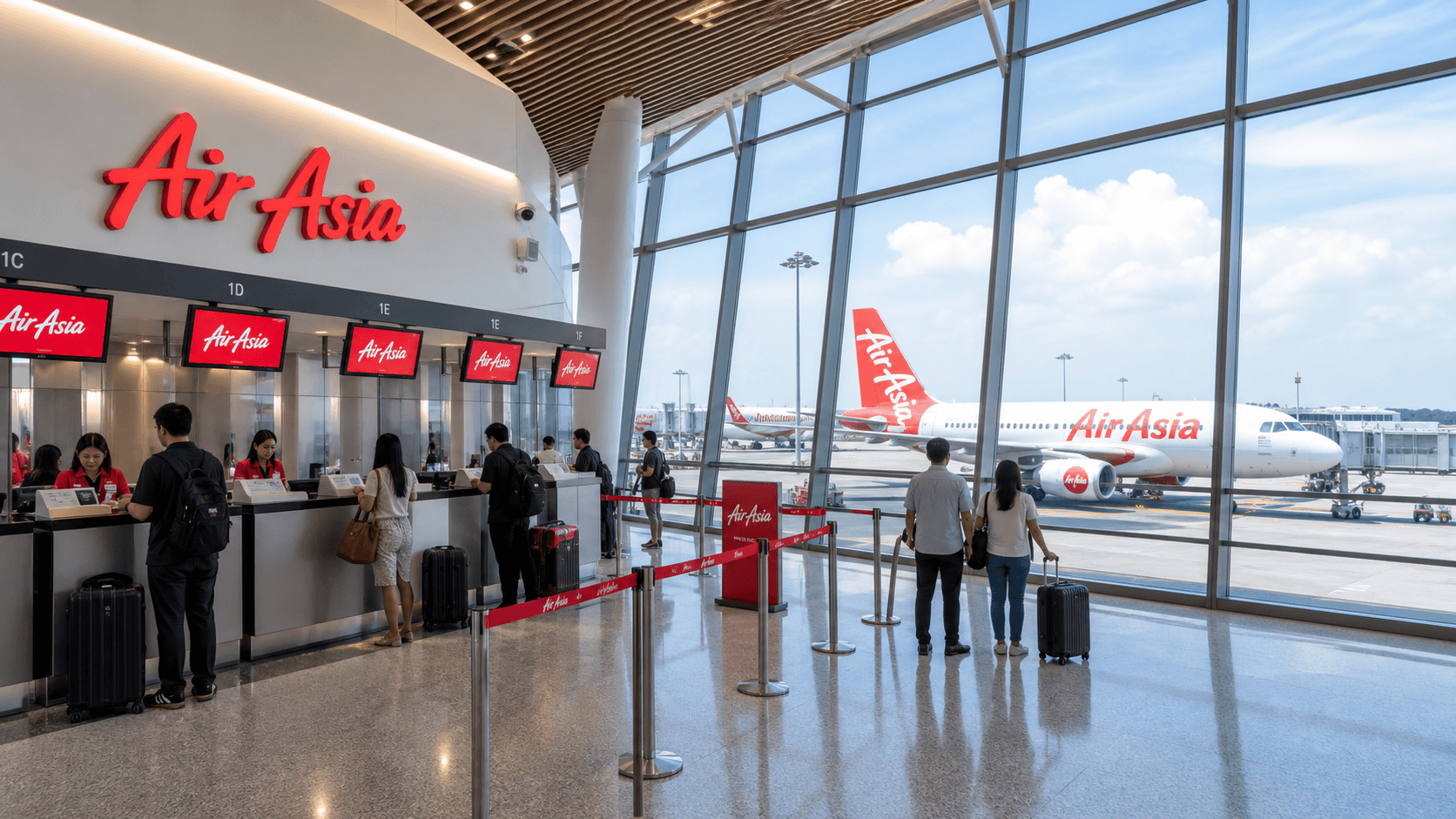 Sảnh và nhân viên phục vụ AirAsia