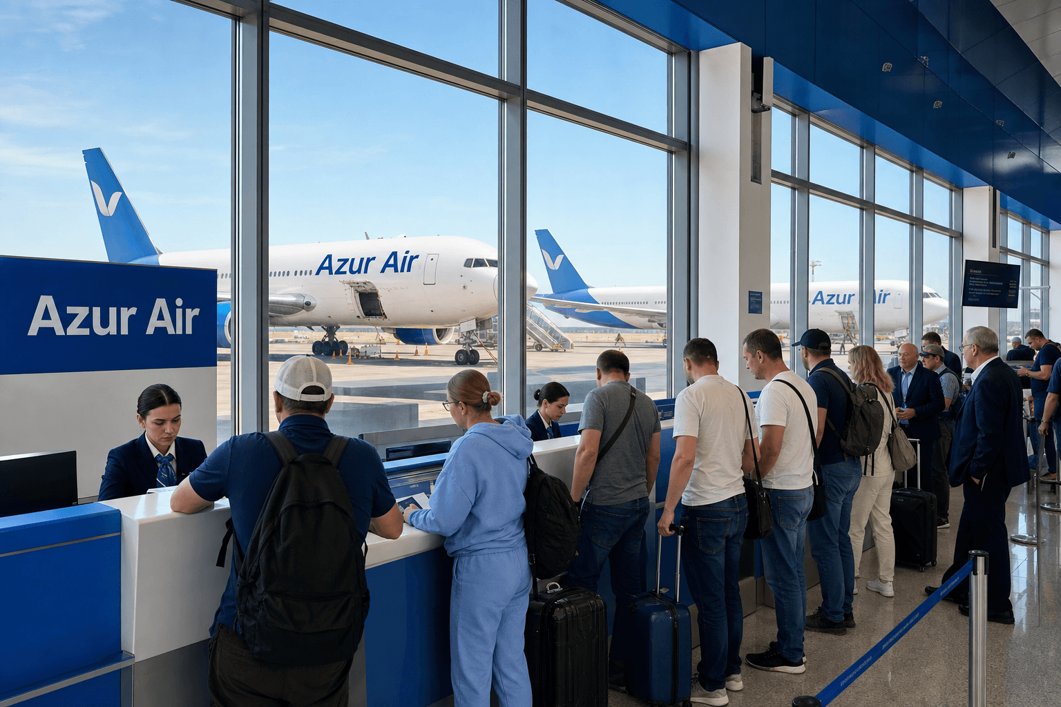 Sảnh và nhân viên phục vụ AZUR Air