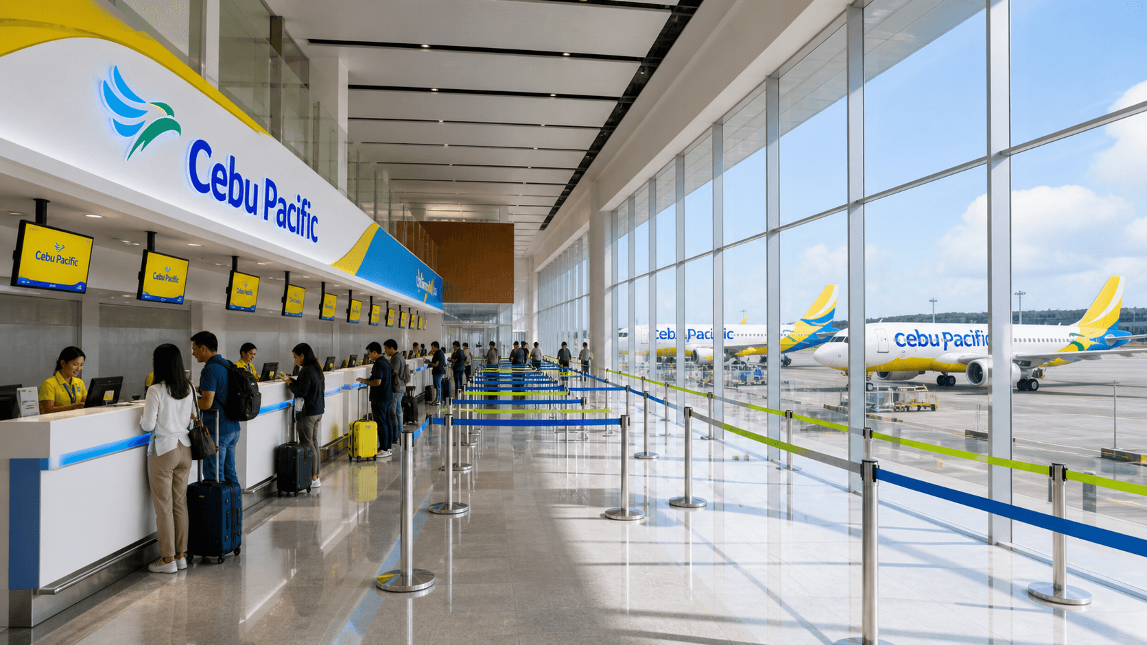 Sảnh và nhân viên phục vụ Cebu Pacific