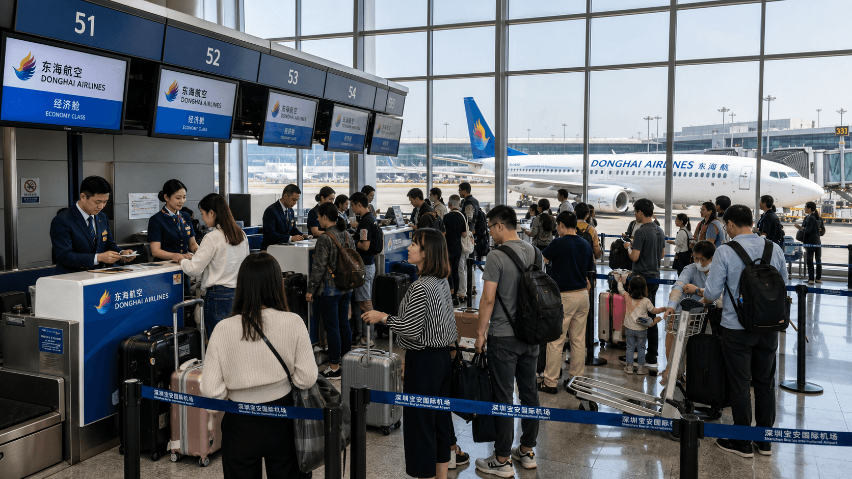 Sảnh và nhân viên phục vụ Donghai Airlines