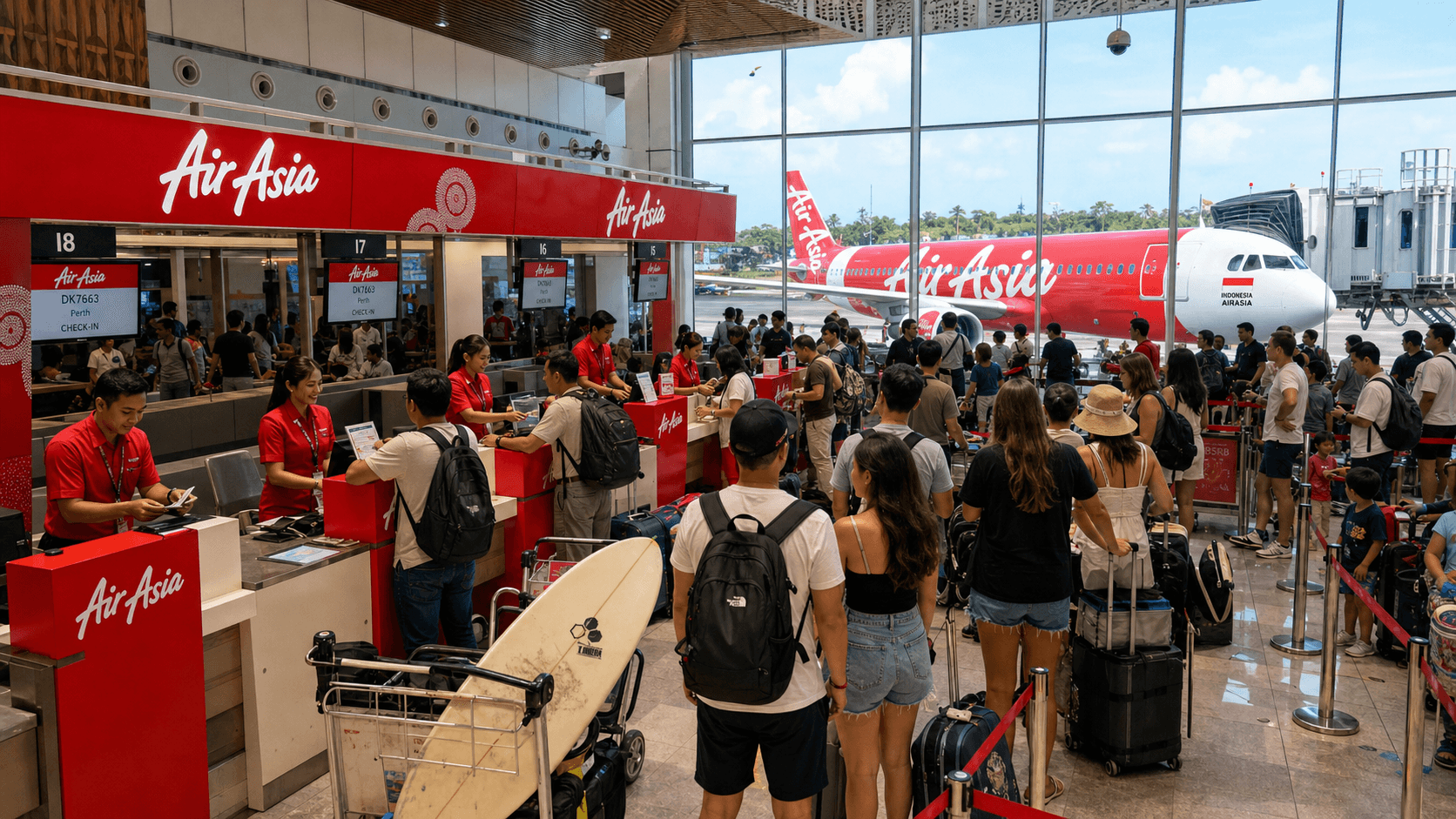 Sảnh và nhân viên phục vụ Indonesia AirAsia