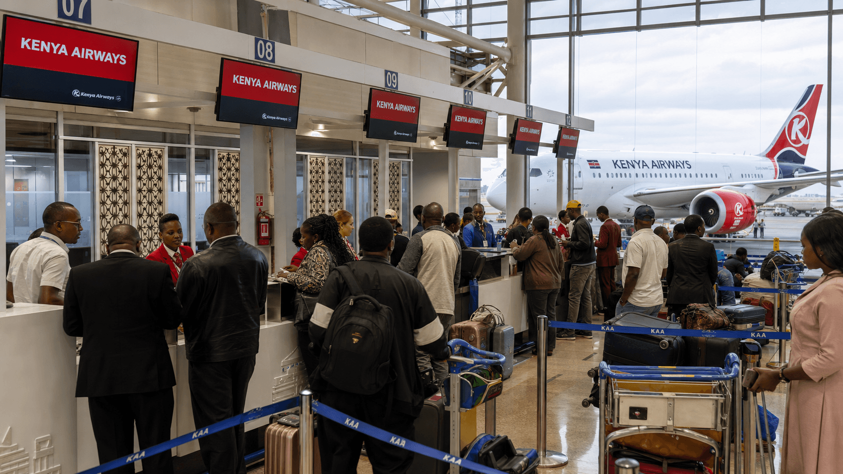 Sảnh và nhân viên phục vụ Kenya Airways