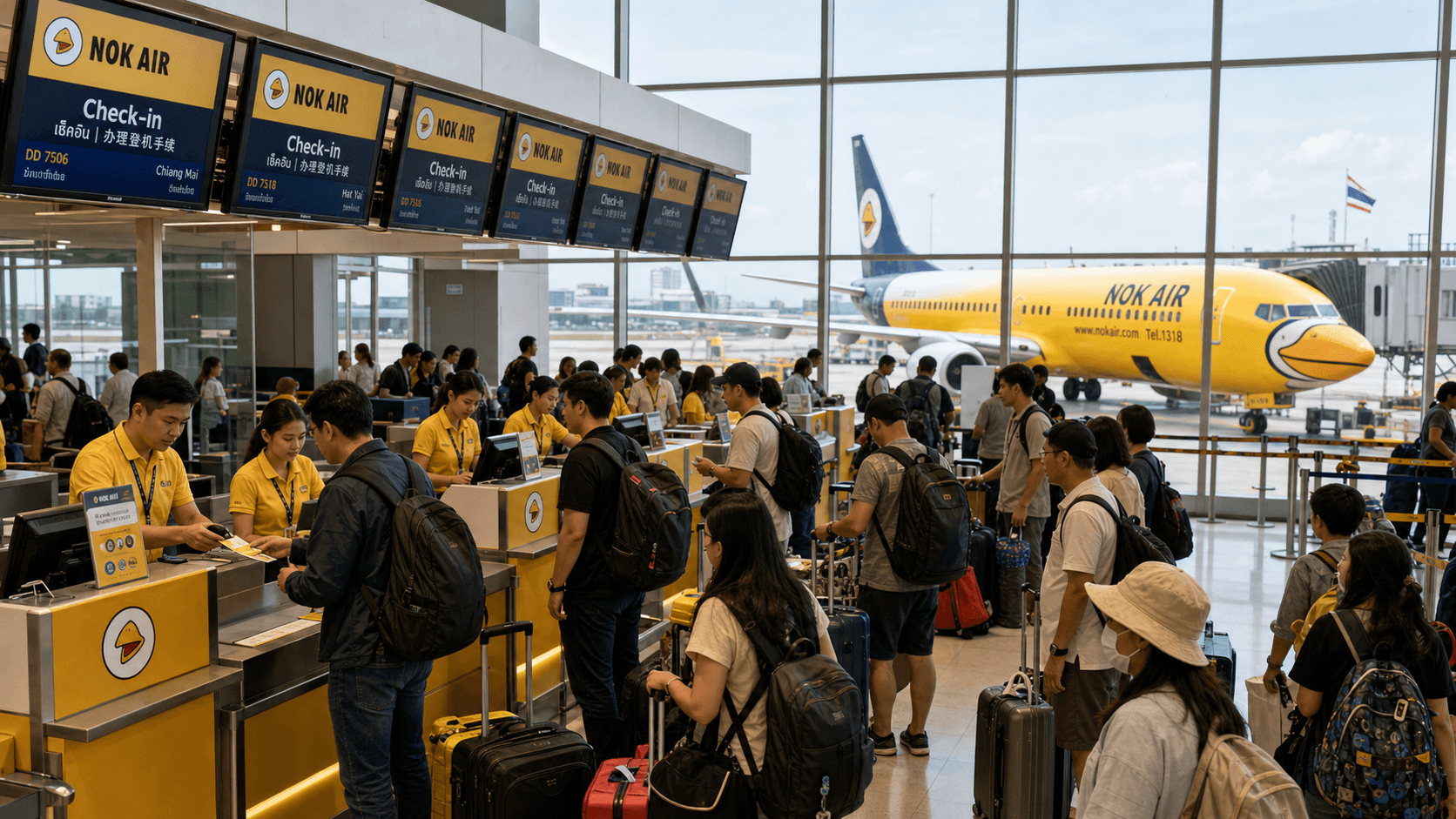 Sảnh và nhân viên phục vụ Nok Air