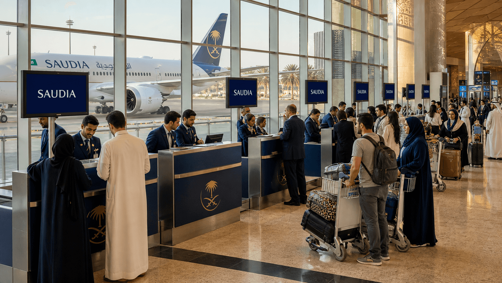 Sảnh và nhân viên phục vụ Saudia