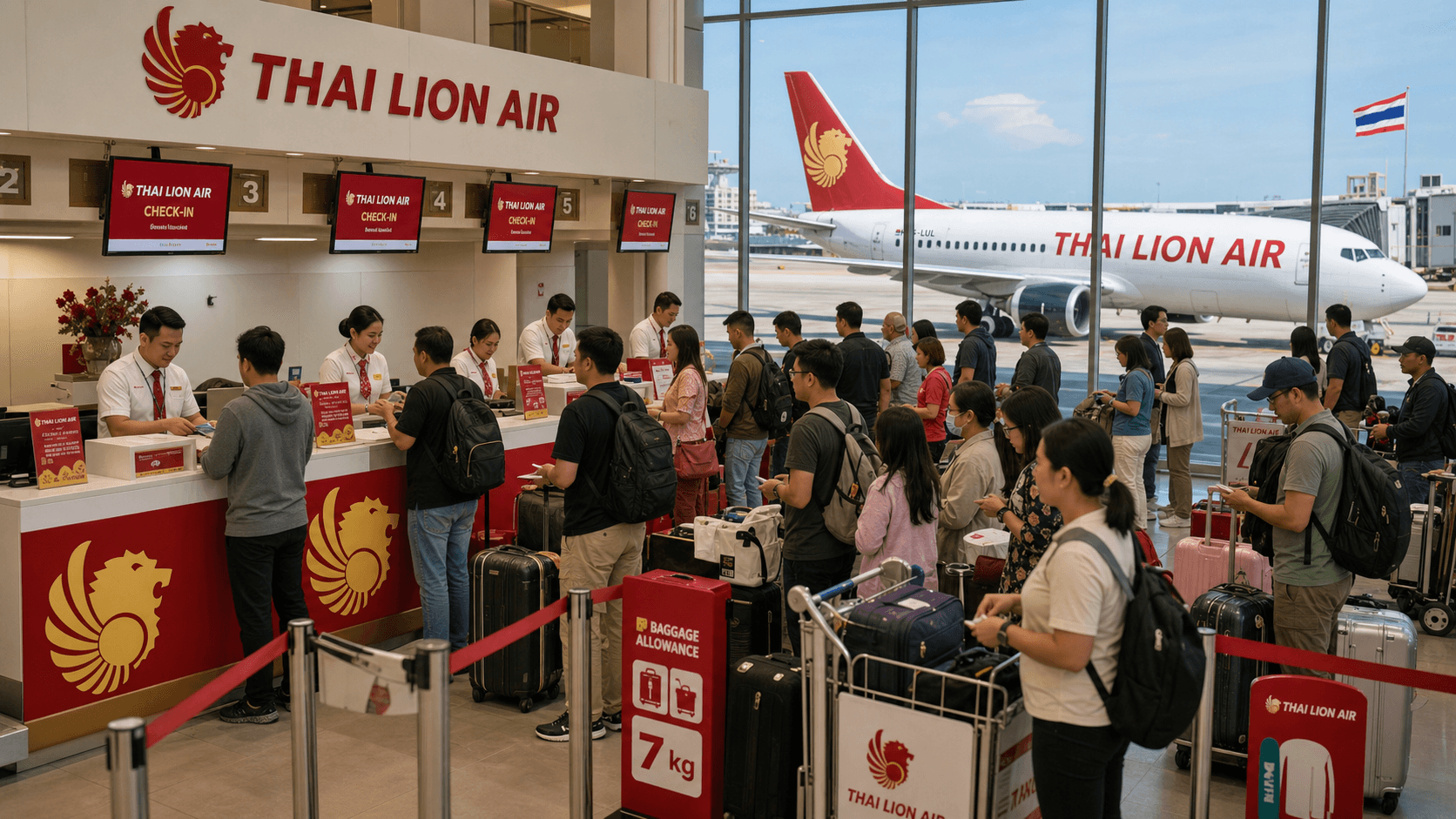 Sảnh và nhân viên phục vụ Thai Lion Air