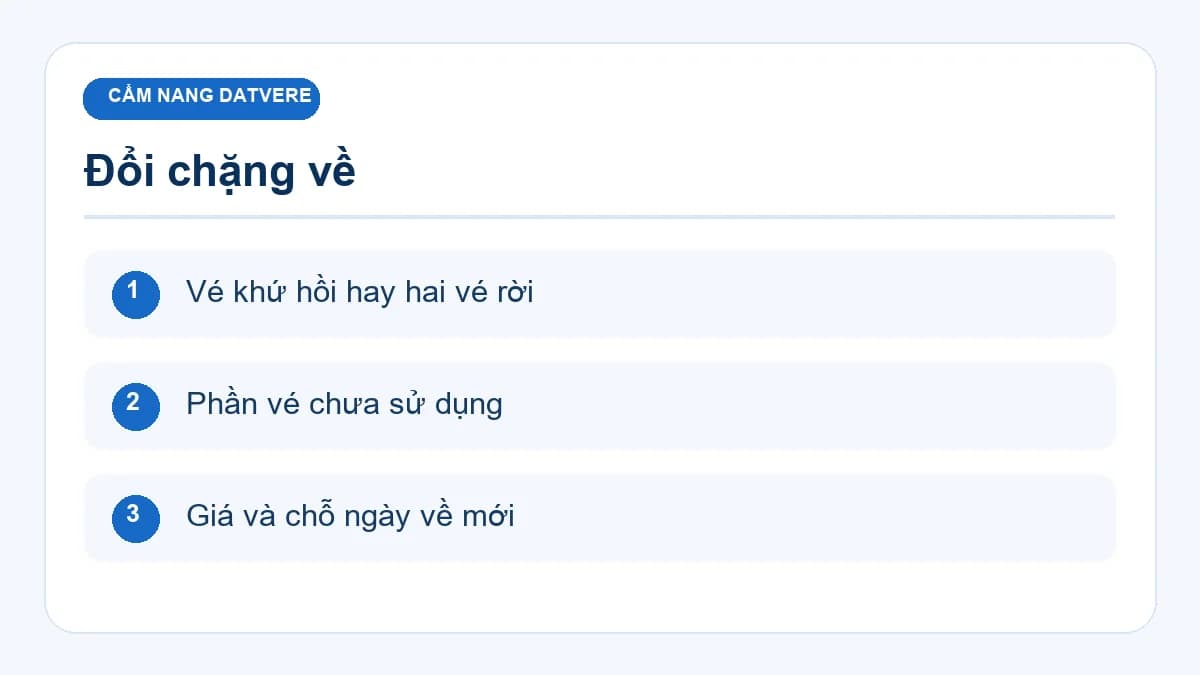 Checklist chính cho bài: Đổi ngày vé khứ hồi sau khi đã bay chặng đi: cần kiểm tra gì?